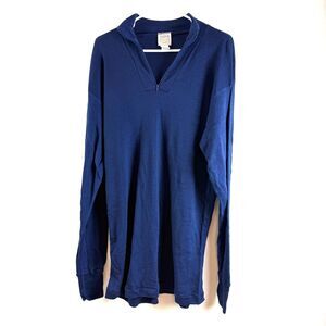 Vintage Filson 100% Wool 1/4 Zip Base Layer Pullover Sweater Blue Mens Sz XXL